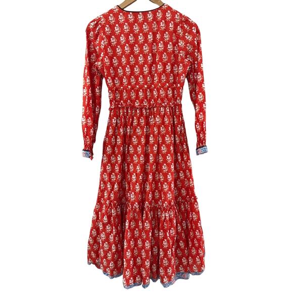 J. Crew Block Print Button Front Tiered MIDI Dress Size 00 - Picture 6 of 14